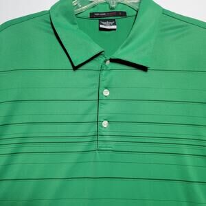 Tiger Woods Collection Dri fit mens golf polo shirt LARGE green stripe Nike